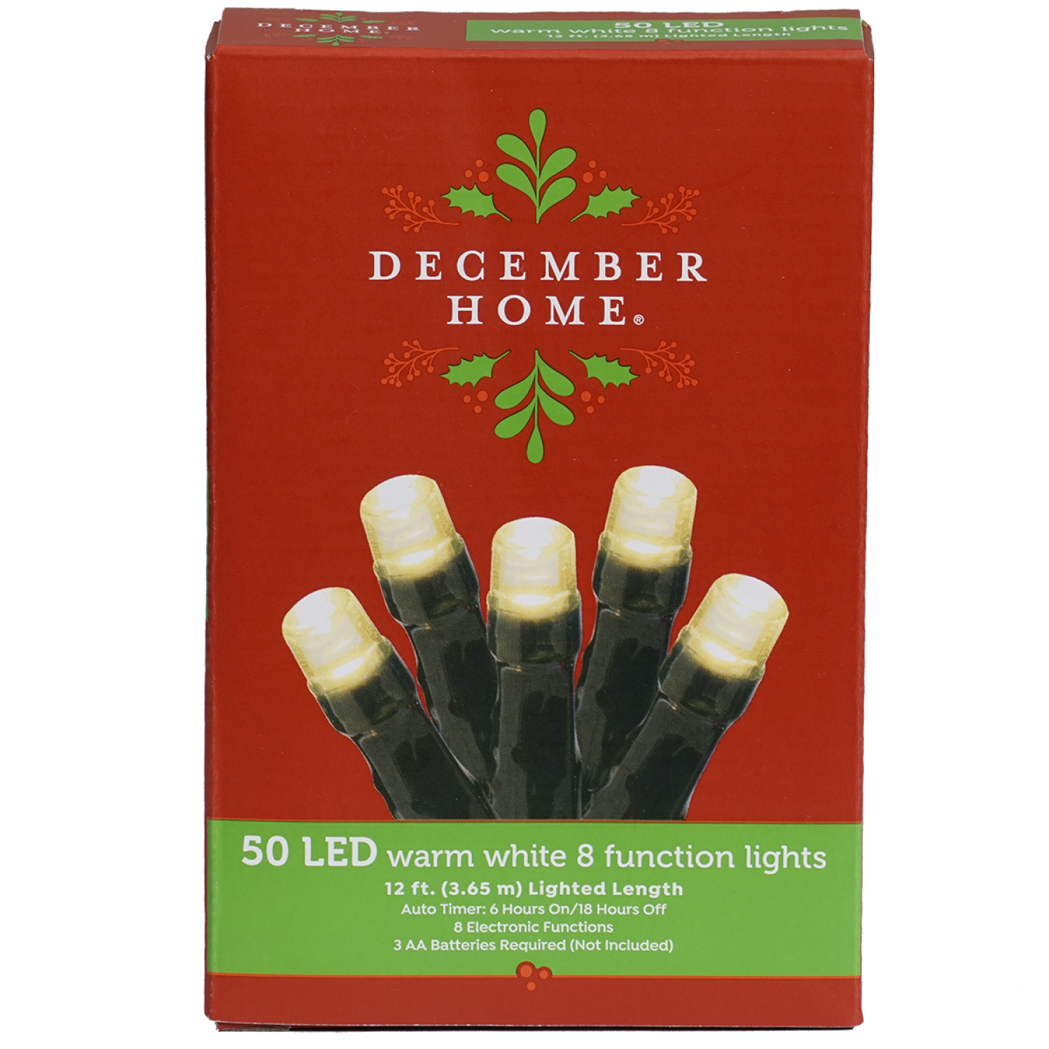 slide 1 of 2, December Home Battery Operated 8-Function LED Warm White Lights, 50 ct