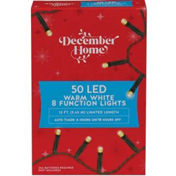 Battery Operated 8-Function Led Warm White Lights, 50 Count
