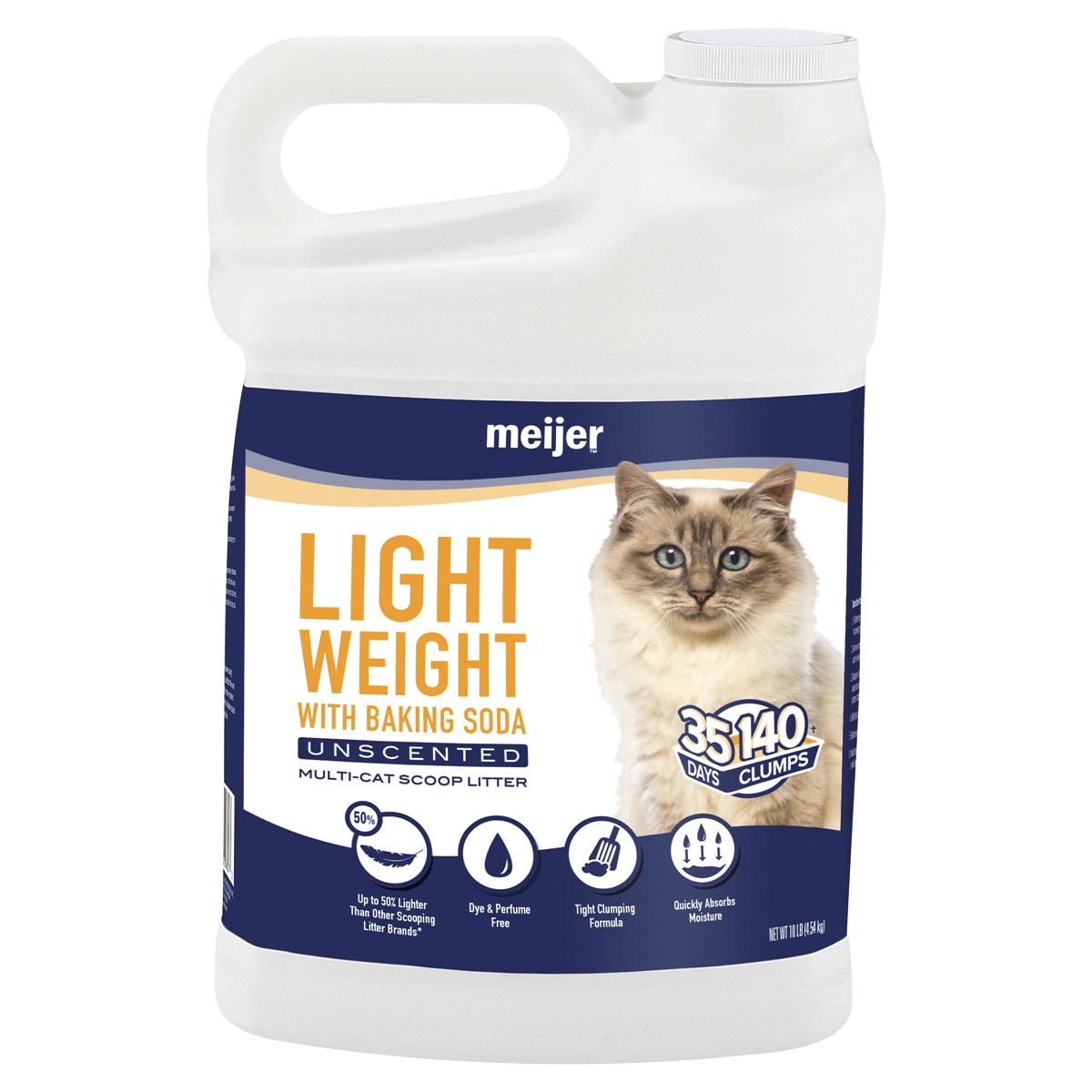 slide 1 of 2, Meijer Lightweight Unscented w Baking Soda Scoop Cat Litter, 10 lb