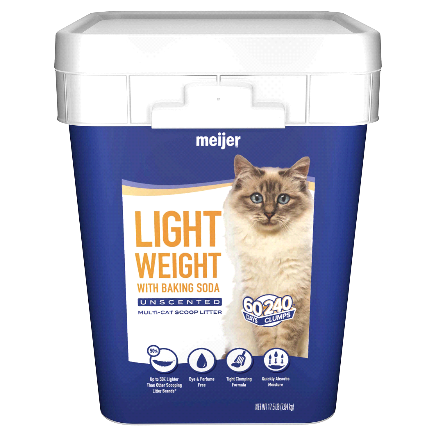 slide 1 of 2, Meijer Light Weight Clumping Litter with Baking Soda, Unscented, 17.5 lbs, 17.5 lb