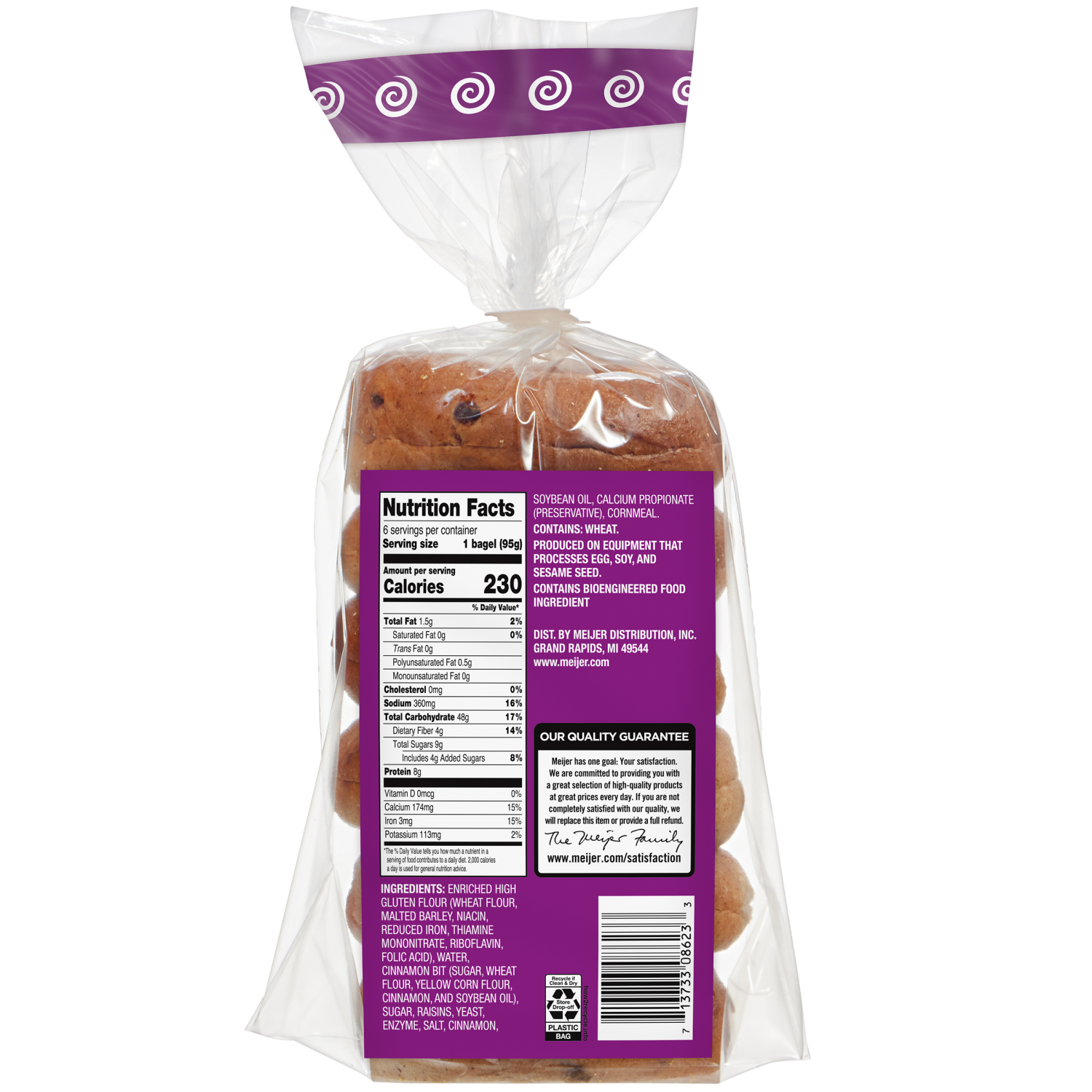 slide 2 of 3, Meijer Bagels Cinnamon Raisin 6 Ct/20 Oz, 6 ct; 20 oz