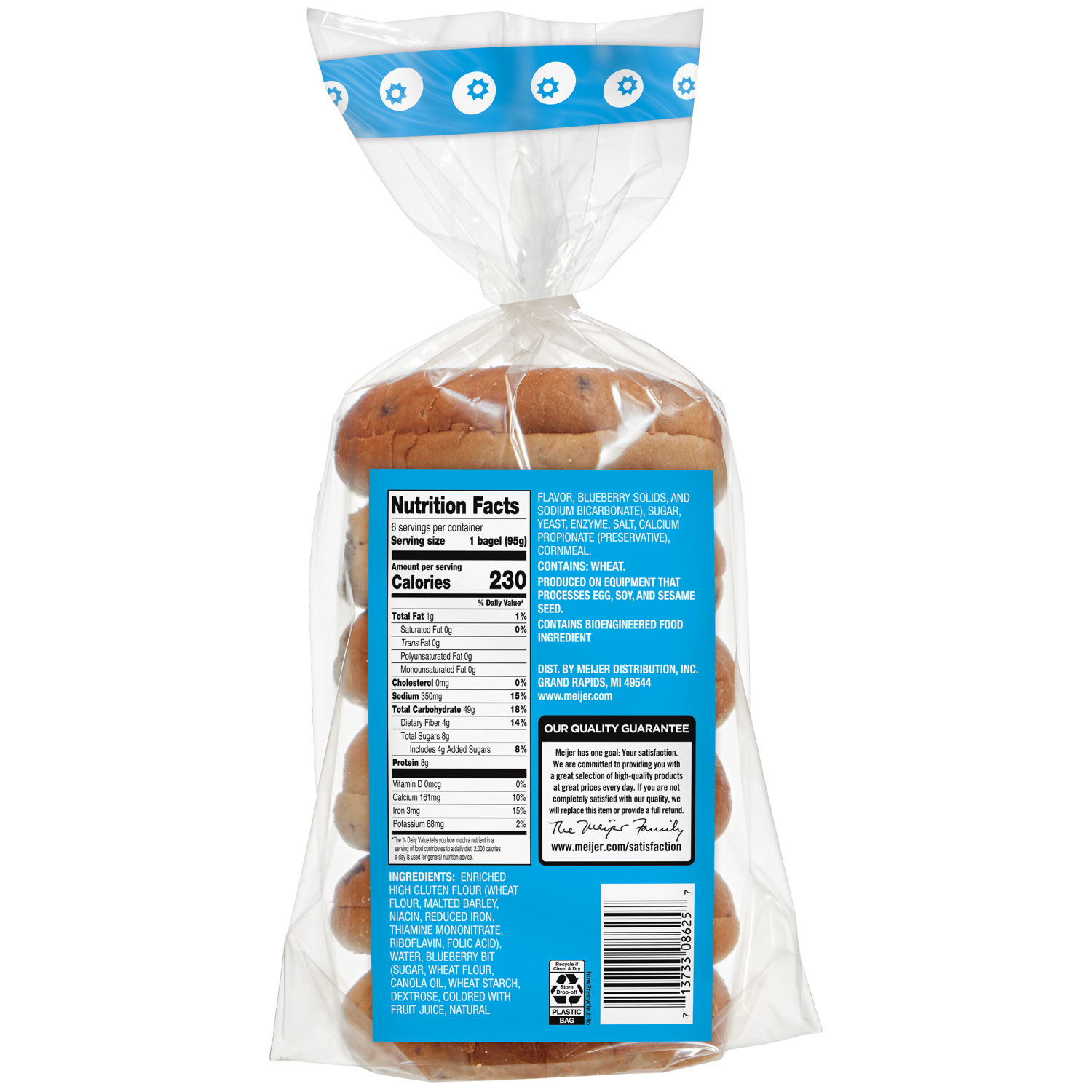 slide 2 of 3, Meijer Bagels Blueberry 6Ct/20 Oz, 6 ct; 20 oz
