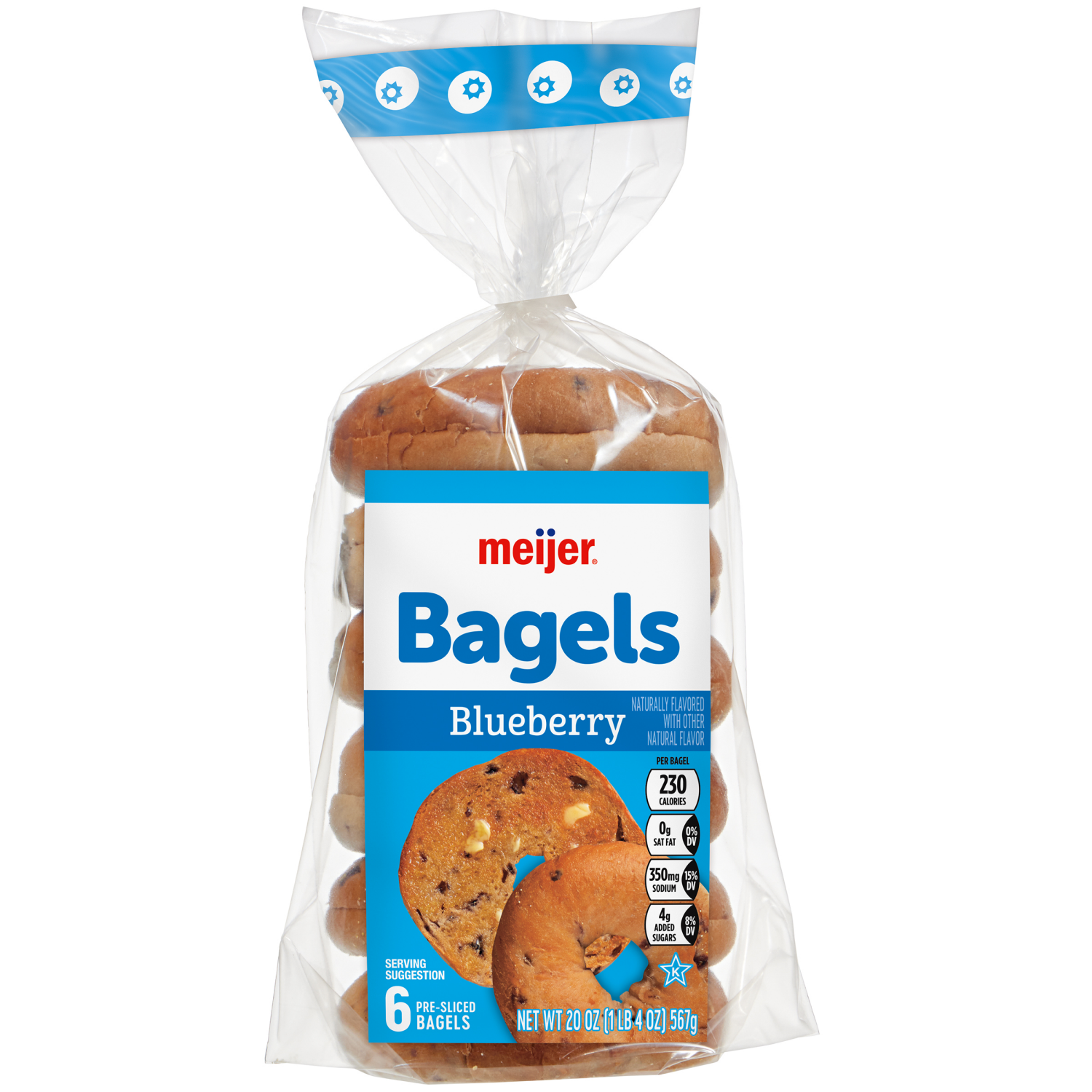 slide 1 of 3, Meijer Bagels Blueberry 6Ct/20 Oz, 6 ct; 20 oz