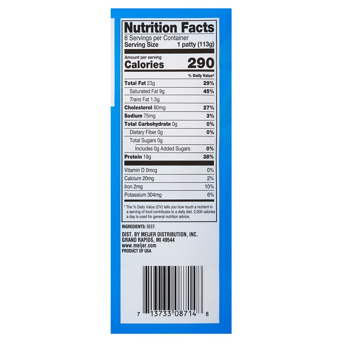 slide 2 of 2, Meijer Frozen 80/20 Ground Beef Burger Patties, 32 oz, 32 oz