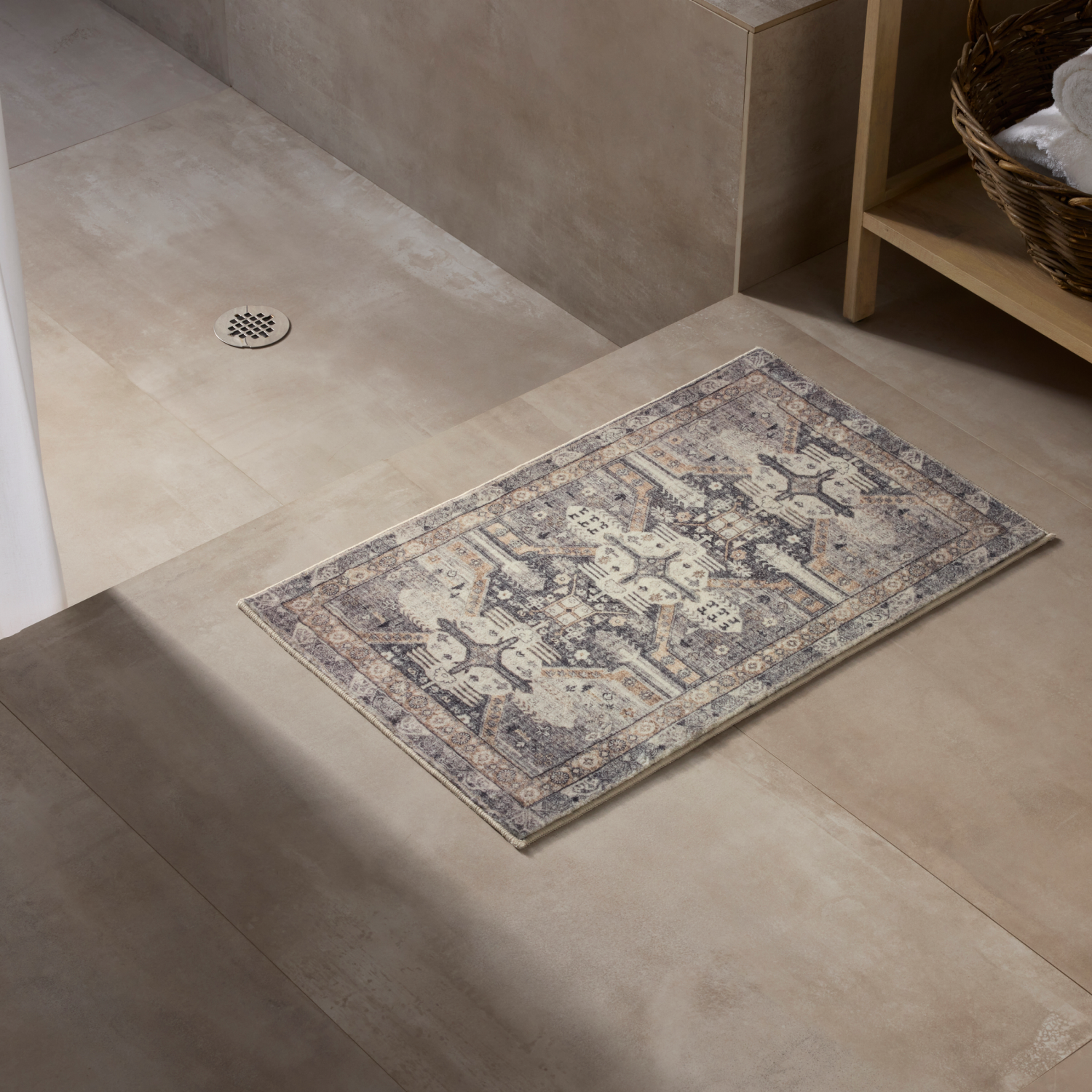 slide 3 of 5, Room & Retreat Printed Bathmat, 20 in x 32 in, Black, 20 x 32 