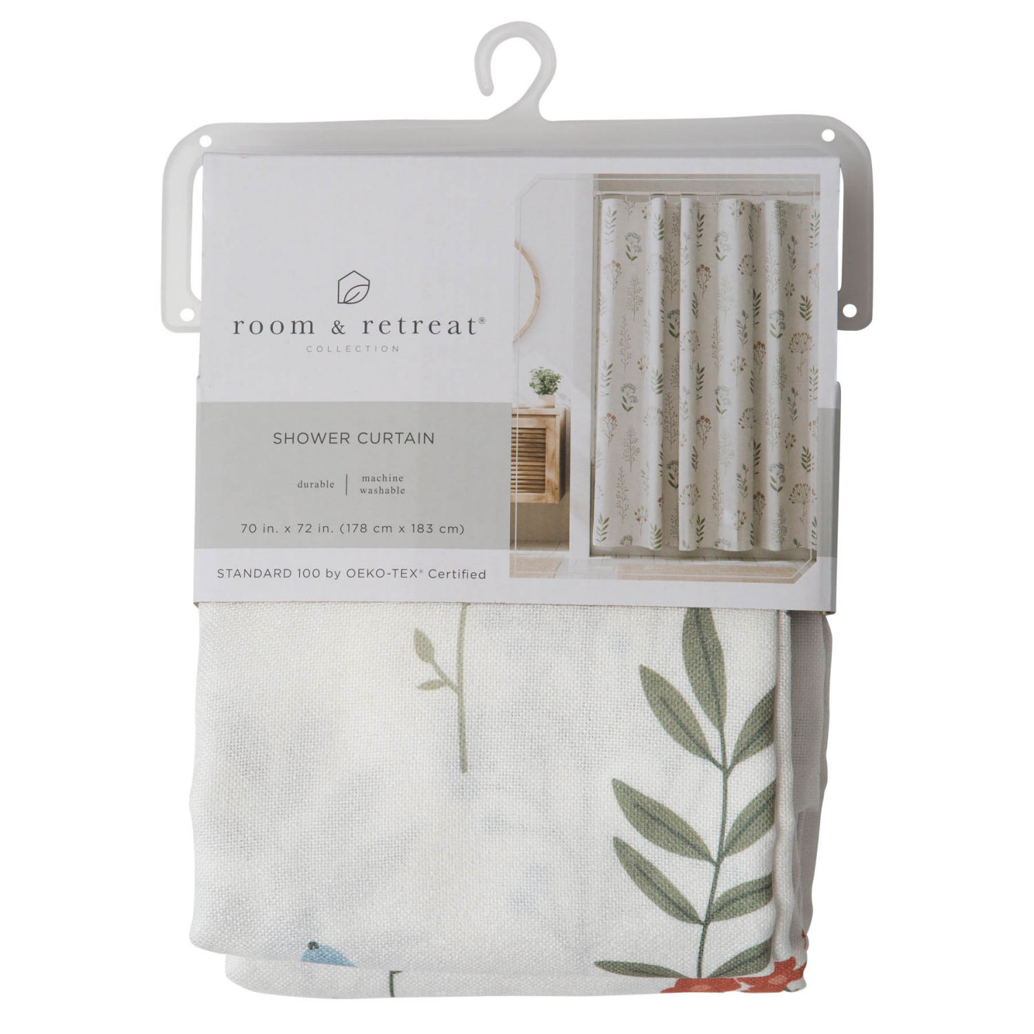 slide 5 of 5, Room & Retreat Francine Floral Fabric Shower Curtain, 70 x 72 in, Multicolored, 1 ct