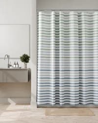 Room & Retreat Seychelles Fabric Shower Curtain, Striped, 70 x 72 in, Blue-Green