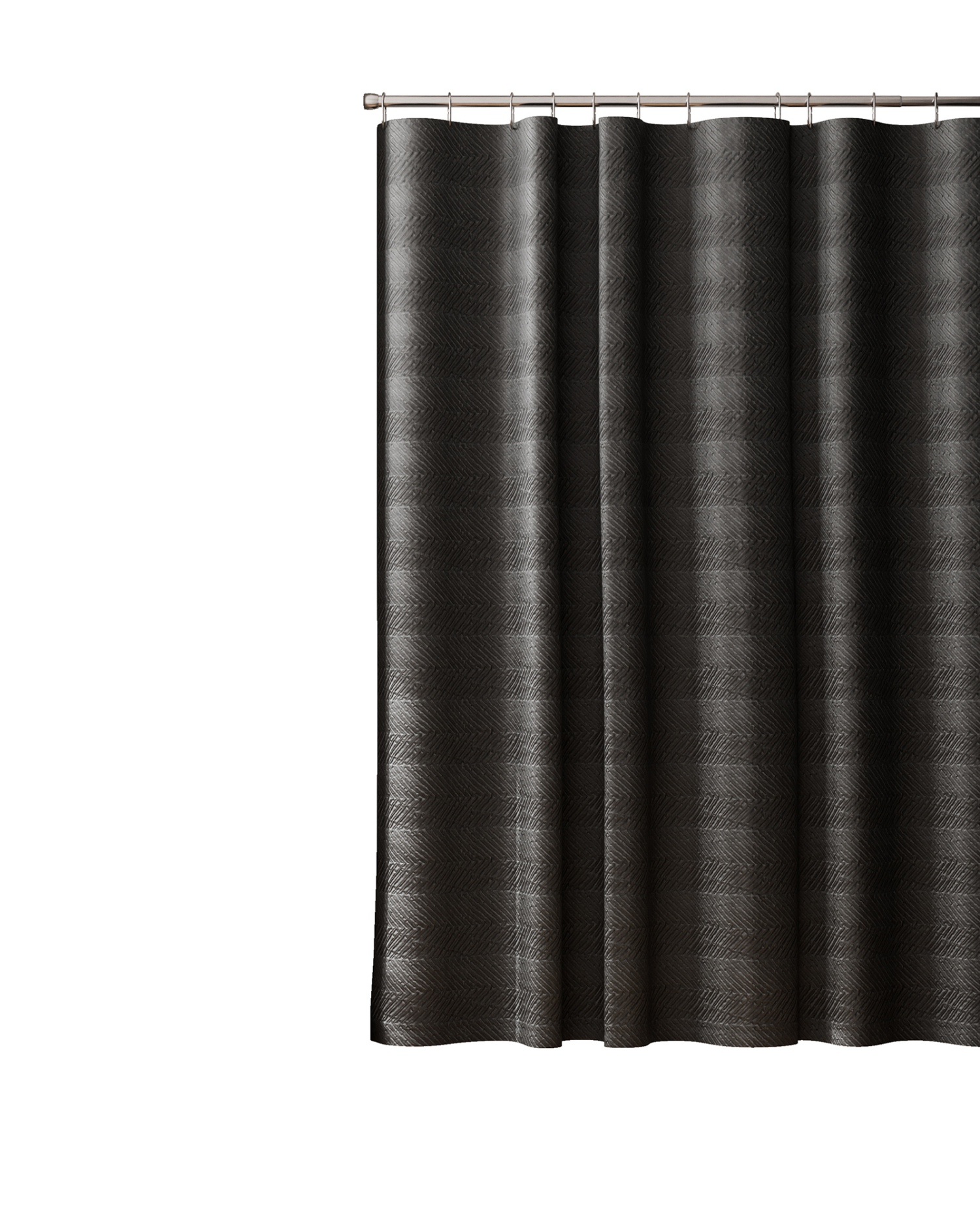 slide 3 of 5, Room & Retreat Farndale Embossed Fabric Shower Curtain, 70 in x 72 in, Black, 1 ct