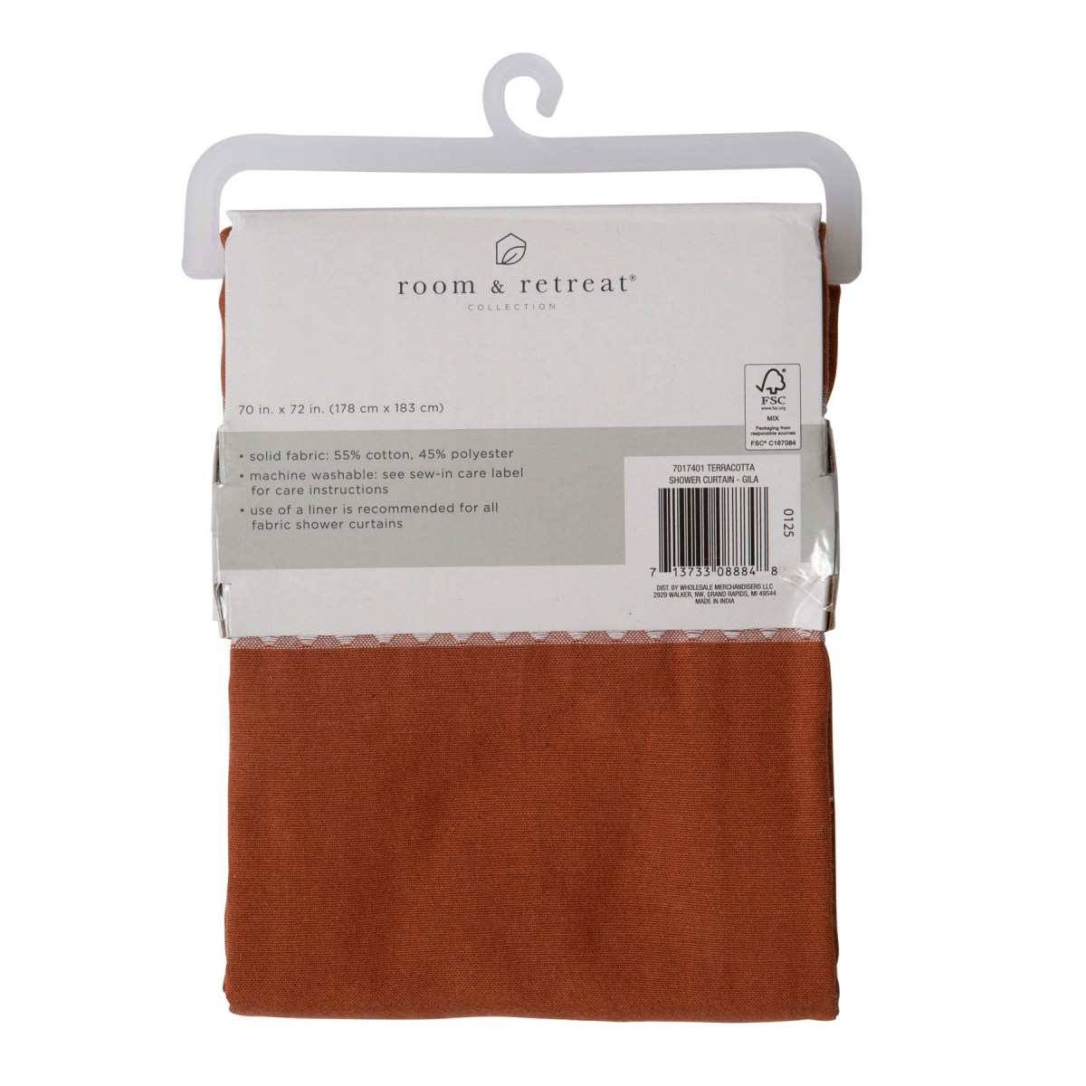 slide 3 of 5, Room & Retreat Gila Fabric Shower Curtain, 70 in x 72 in, Orange-Red Terracotta, 1 ct