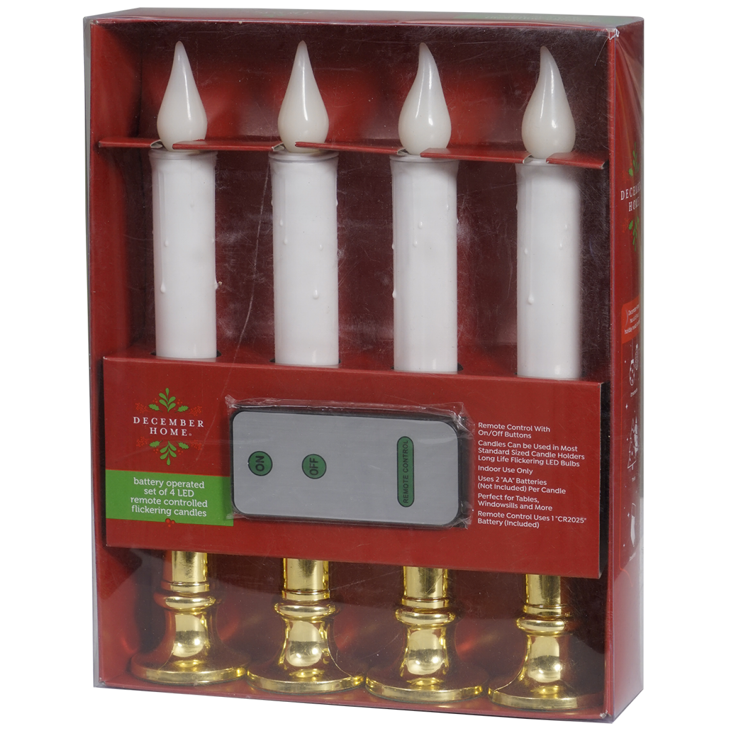 slide 2 of 2, December Home Candles Battery Operated Flickering, 4 ct