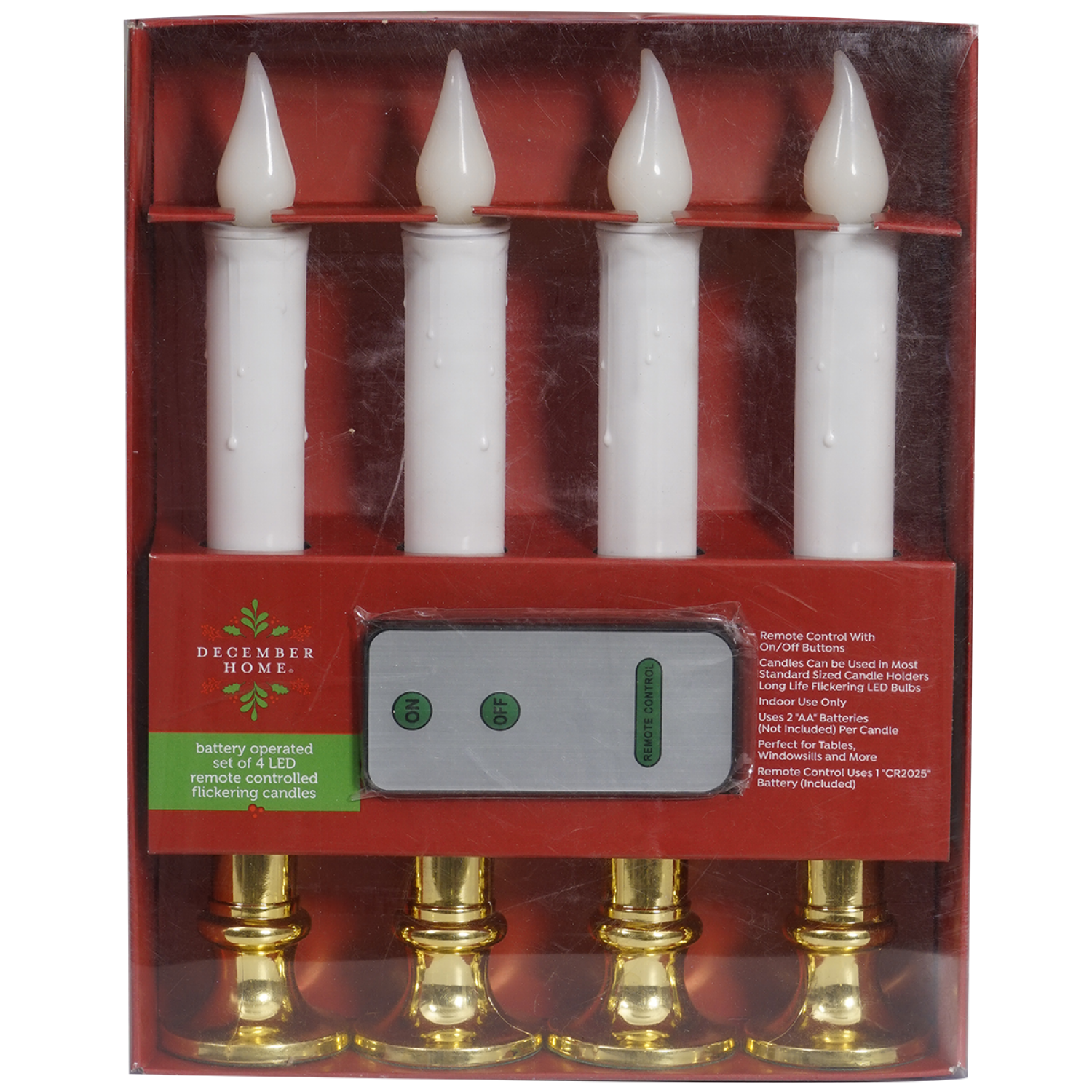 slide 1 of 2, December Home Candles Battery Operated Flickering, 4 ct