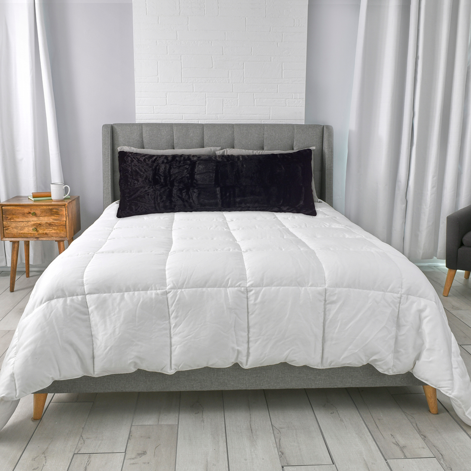 slide 2 of 3, R+R Room + Retreat Body Pillow Protector, Black Faux Fur 20 in x 48 in, 20 in x 48 in