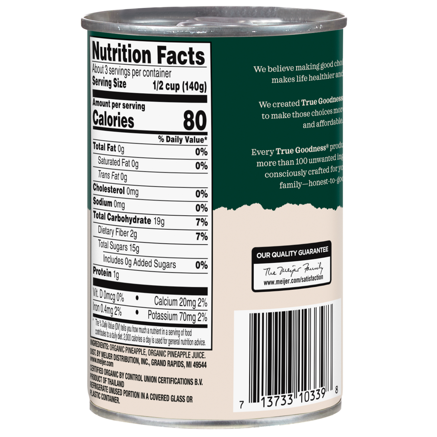 slide 2 of 2, True Goodness Organic Pineapple Chunks 15 Oz, 15 oz