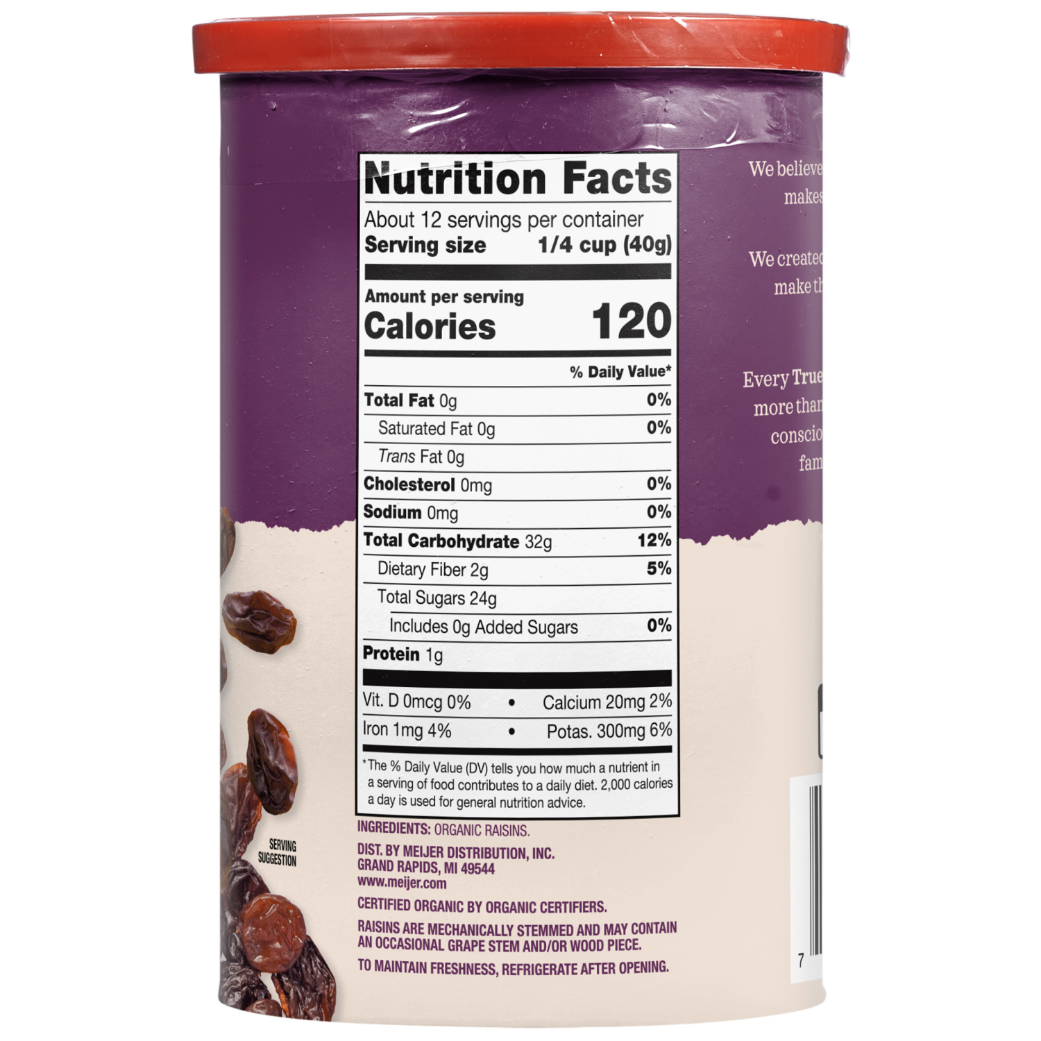 slide 3 of 3, True Goodness Organic Raisins 18 Oz Canister, 18 oz