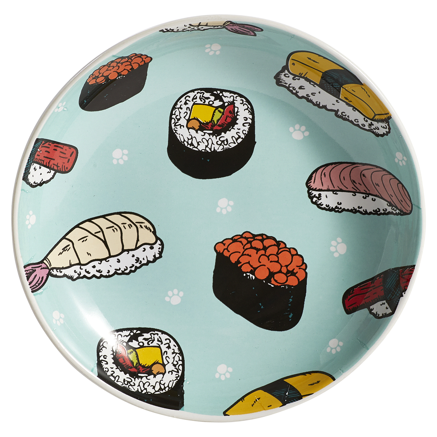 slide 5 of 5, Meijer Cat Stoneware Saucer Sushi Print, 5 In, 1 ct