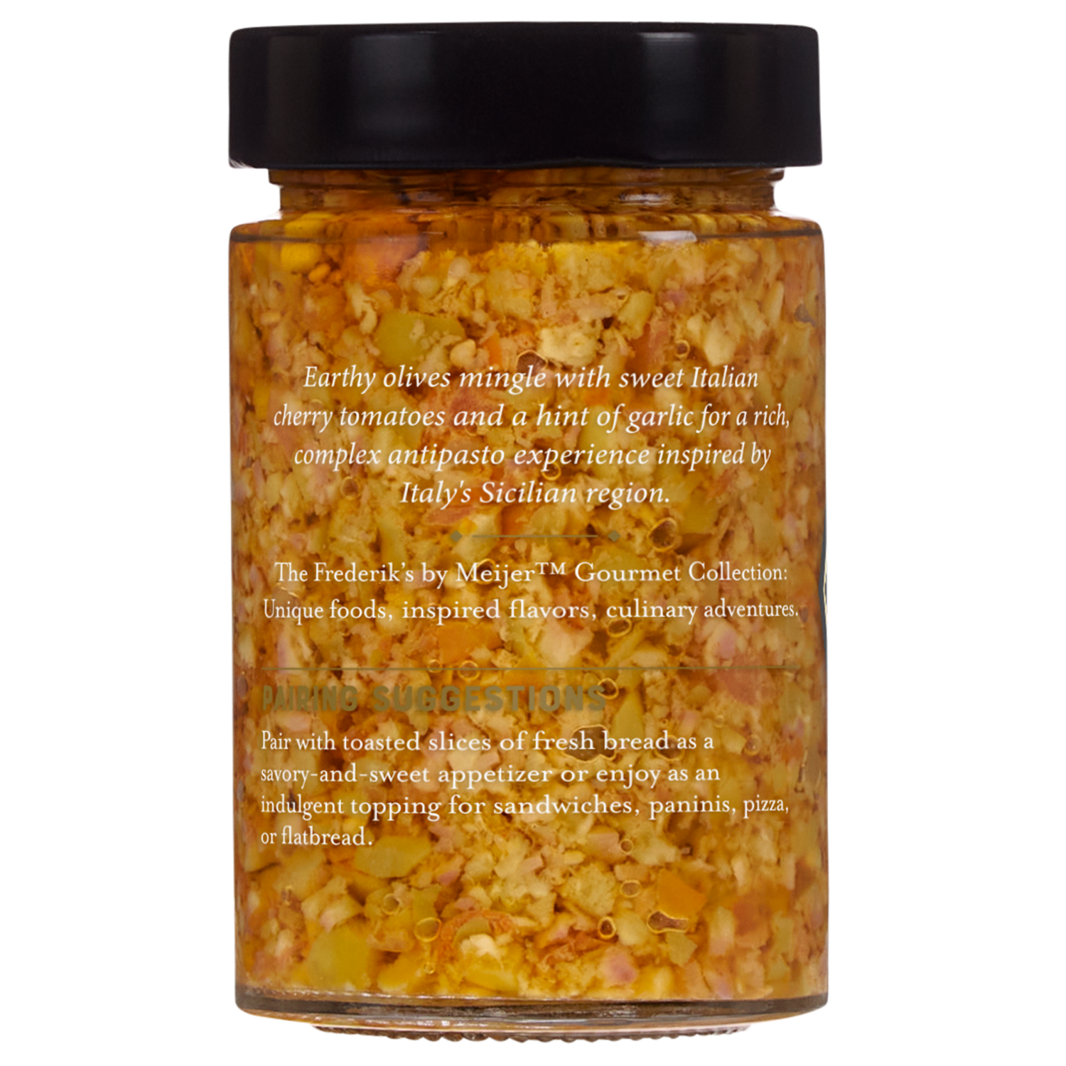 slide 2 of 3, FREDERIKS BY MEIJER Elevated PremiumOlives & Cherry Tomato Bruschetta 7.05 oz, 7.05 oz