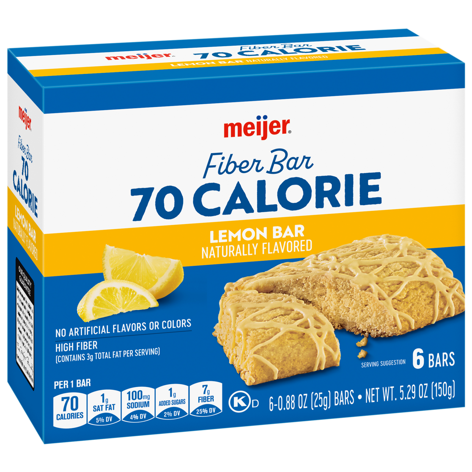 slide 1 of 8, Meijer 90 Calorie Fiber Lemon Bar, 6 ct; 0.88 oz