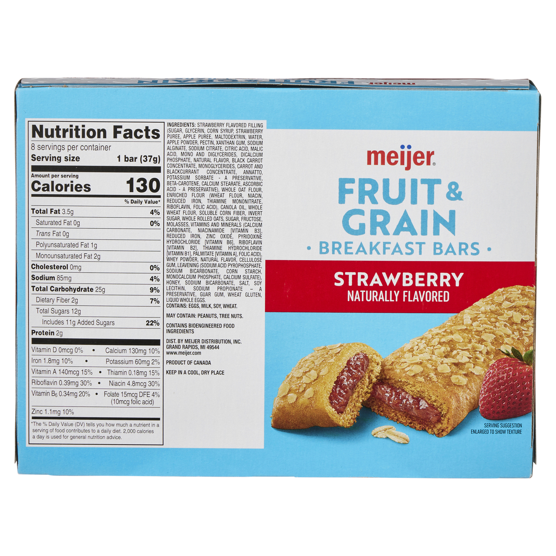 slide 5 of 29, Meijer Fruit & Grain Strawberry Breakfast Bar, 8 ct, 1.3 oz