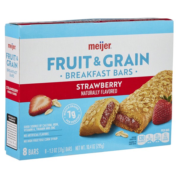 slide 8 of 29, Meijer Fruit & Grain Strawberry Breakfast Bar, 8 ct; 1.3 oz