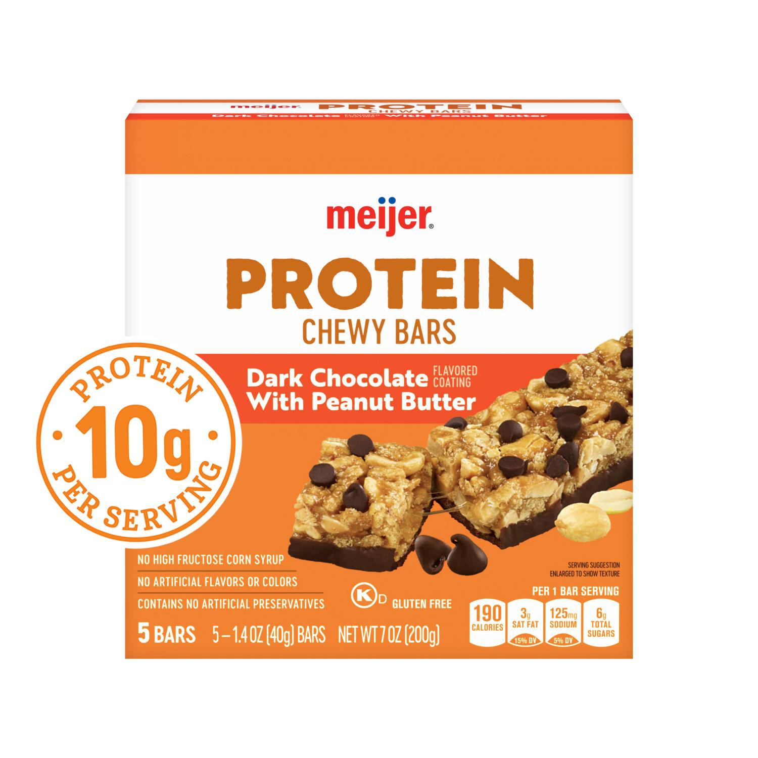 slide 1 of 8, Meijer Dark Chocolate Peanut Butter Protein Granola Bars, 7 Oz, 5 Ct, 5 ct; 7 oz