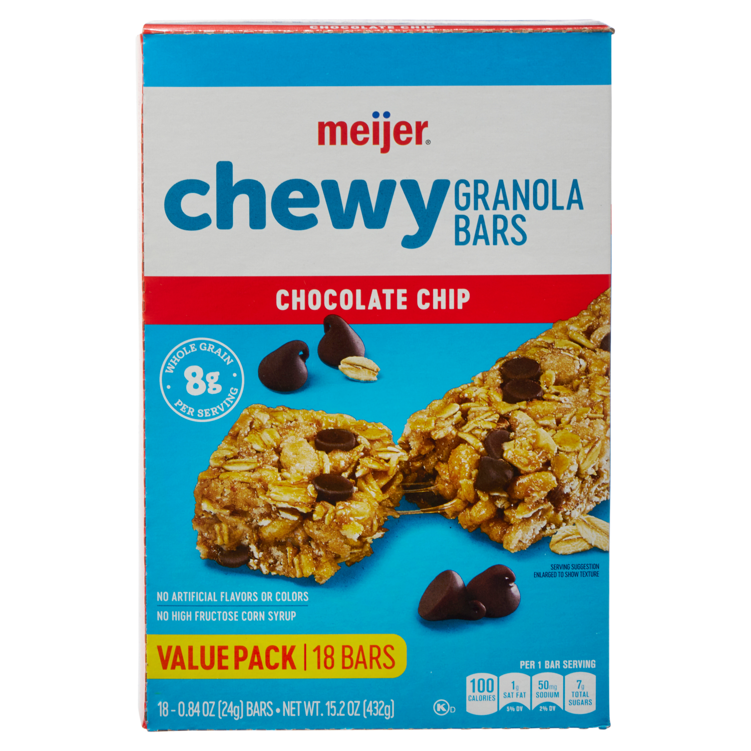 slide 2 of 8, Meijer Chewy Chocolate Chip Granola Bars, 18 ct