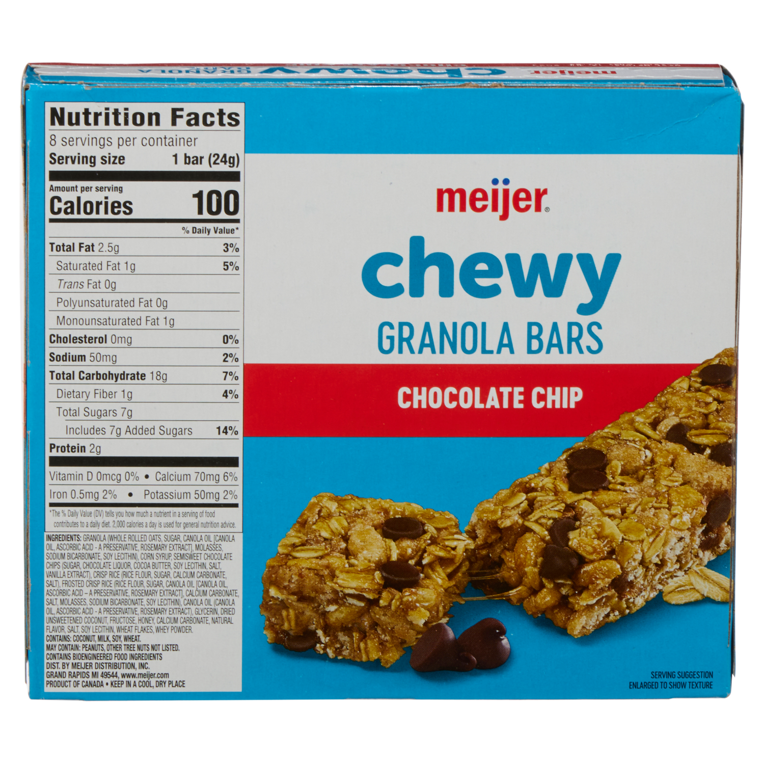 slide 2 of 8, Meijer Chewy Gronola Bars, Chocolate Chip, 8 ct