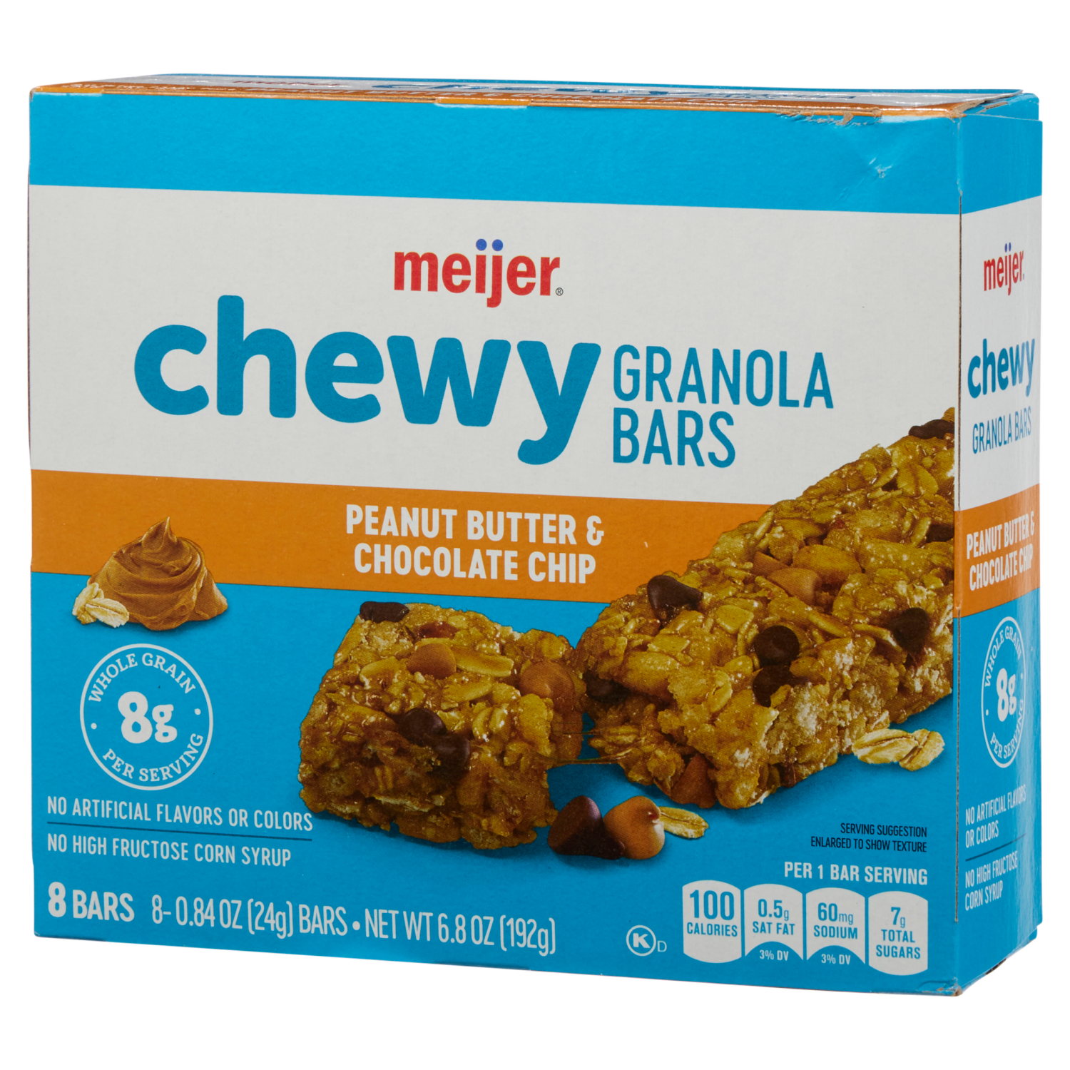 slide 7 of 8, Meijer Chewy Peanut Butter & Chocolate Chip Granola Bars, 8 Count, 8 ct