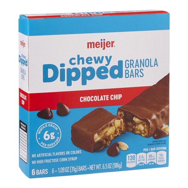 slide 14 of 29, Meijer Dipped Chewy Chocolate Chip Bar, 6.56 oz, 6 ct