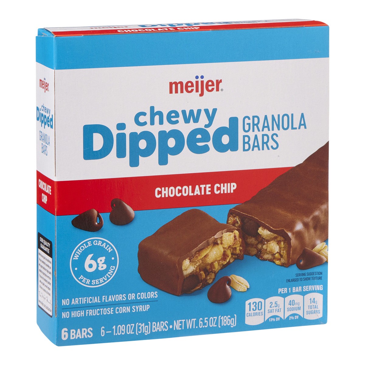 slide 6 of 29, Meijer Dipped Chewy Chocolate Chip Bar, 6.56 oz, 6 ct
