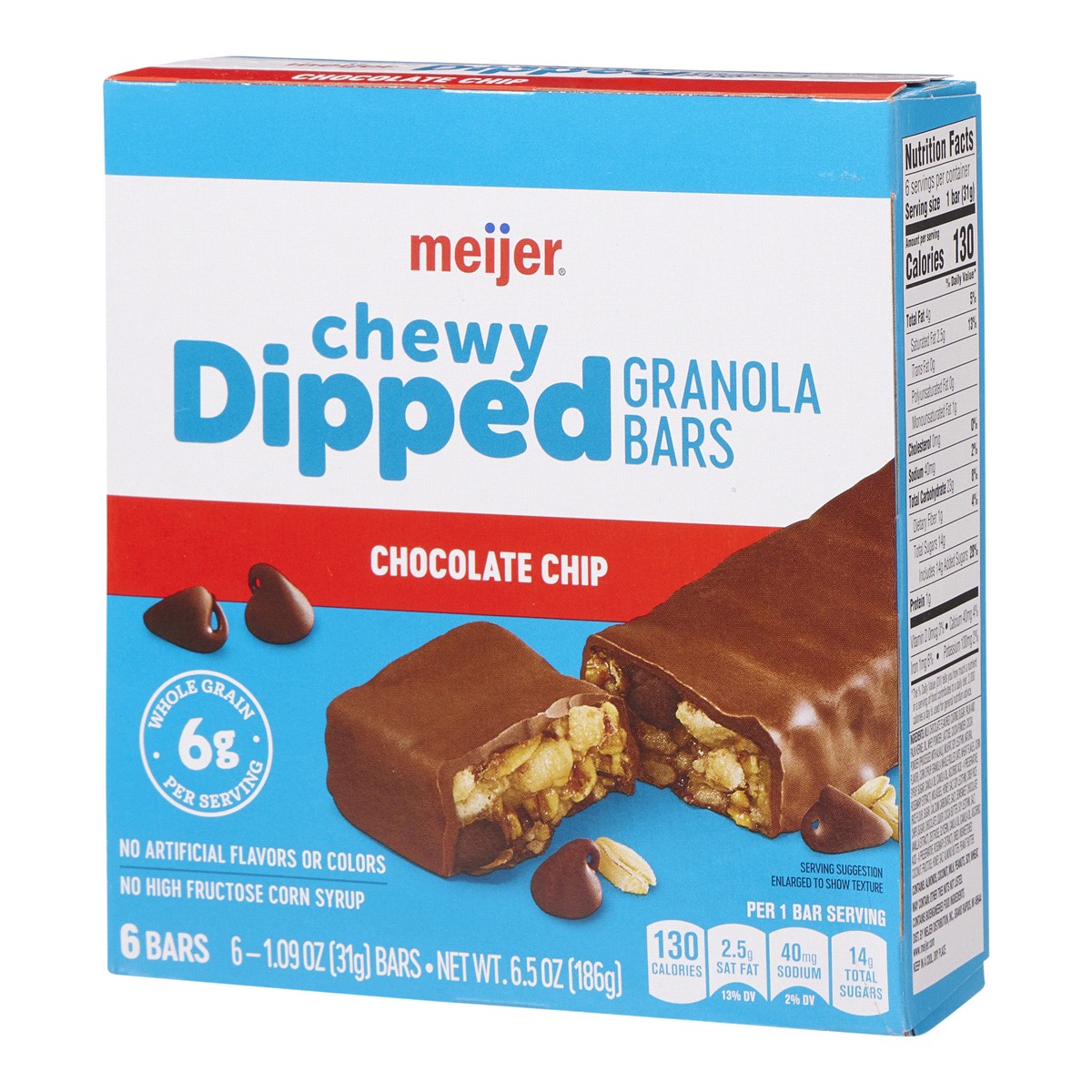 slide 24 of 29, Meijer Dipped Chewy Chocolate Chip Bar, 6.56 oz, 6 ct