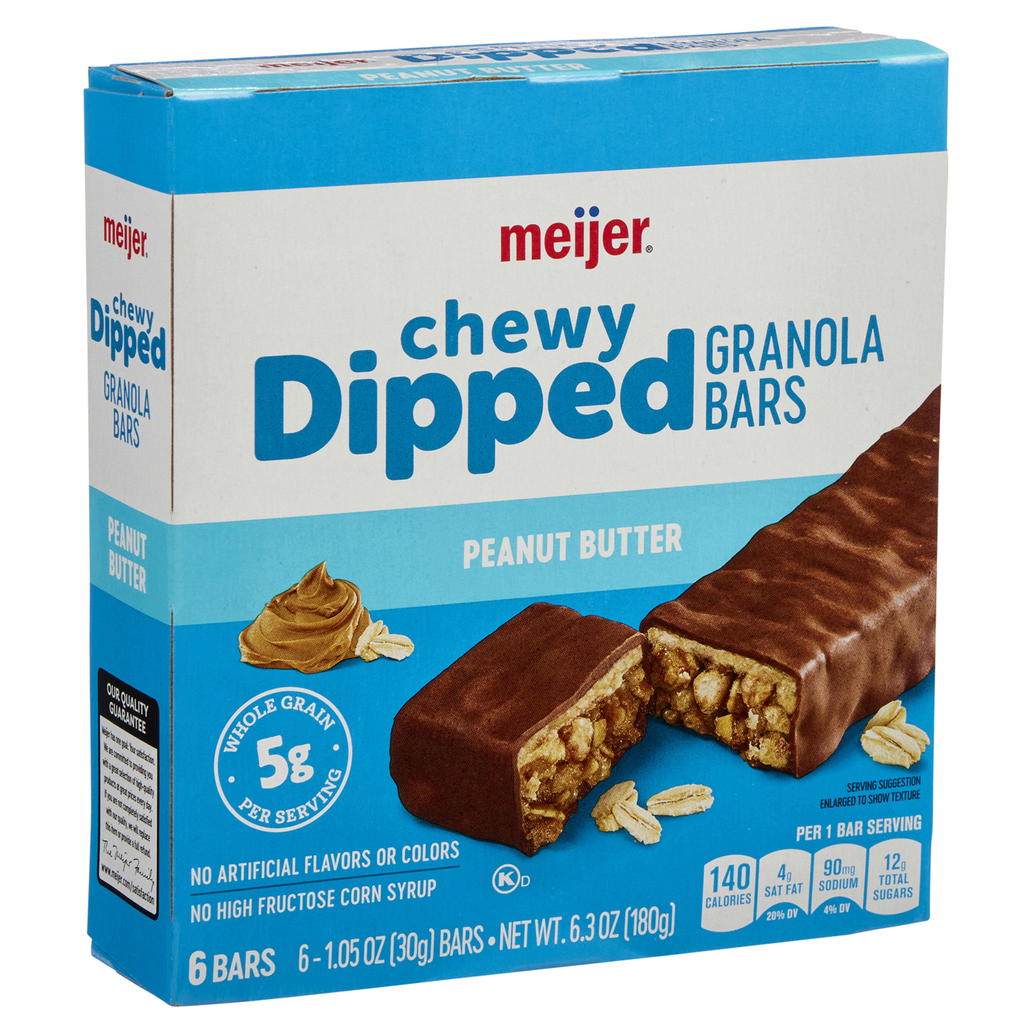 slide 4 of 5, Meijer Dipped Chewy Peanut Butter Granola Bars, 6.34 oz, 6 ct