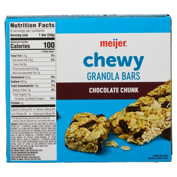 slide 10 of 29, Meijer Chewy Chocolate Chunk Granola Bars, 8 ct