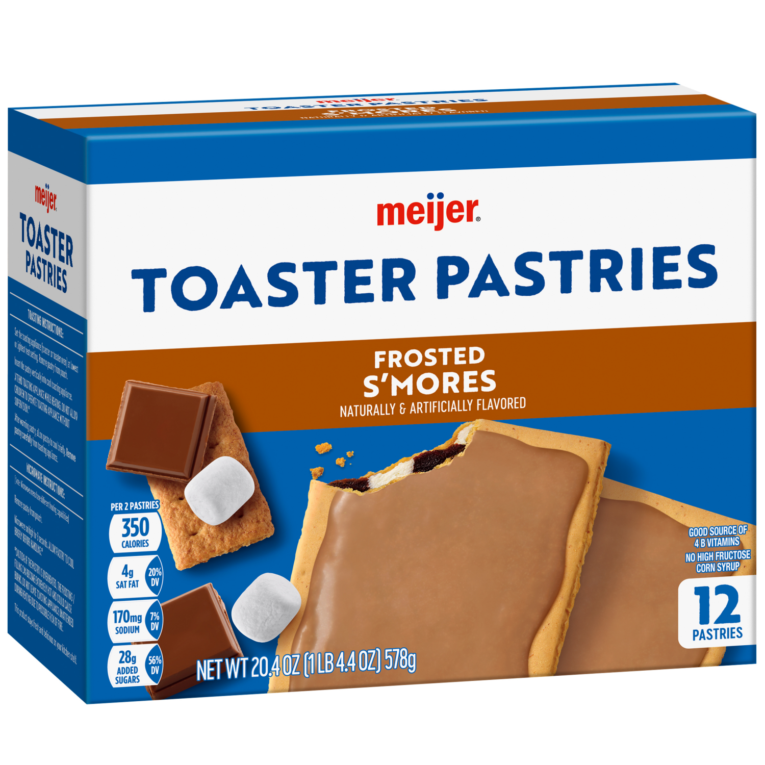 slide 4 of 5, Meijer Smores Frosted Toaster Treats, 12 ct
