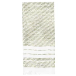 Room & Retreat Textured Stripe Eucalyptus Kitchen Towel with Fringe, 16 in x 26 in