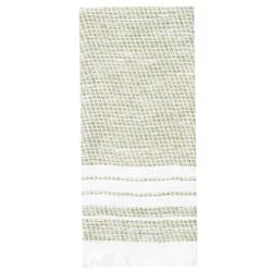 Room & Retreat Textured Stripe Eucalyptus Kitchen Towel with Fringe, 16 in x 26 in