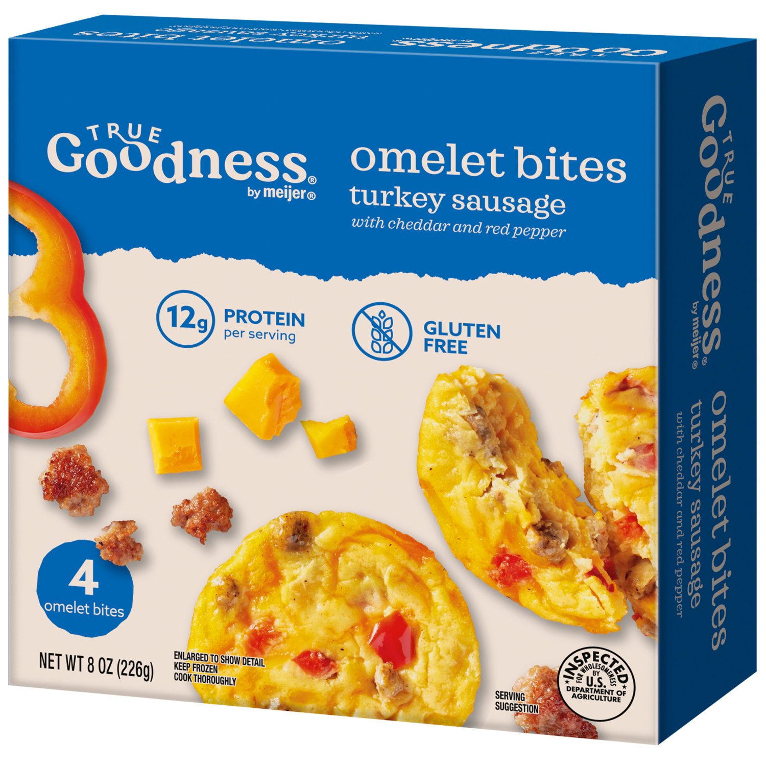 slide 6 of 7, True Goodness by Meijer Frozen Turkey Sausage Omelet Bites, 8 oz