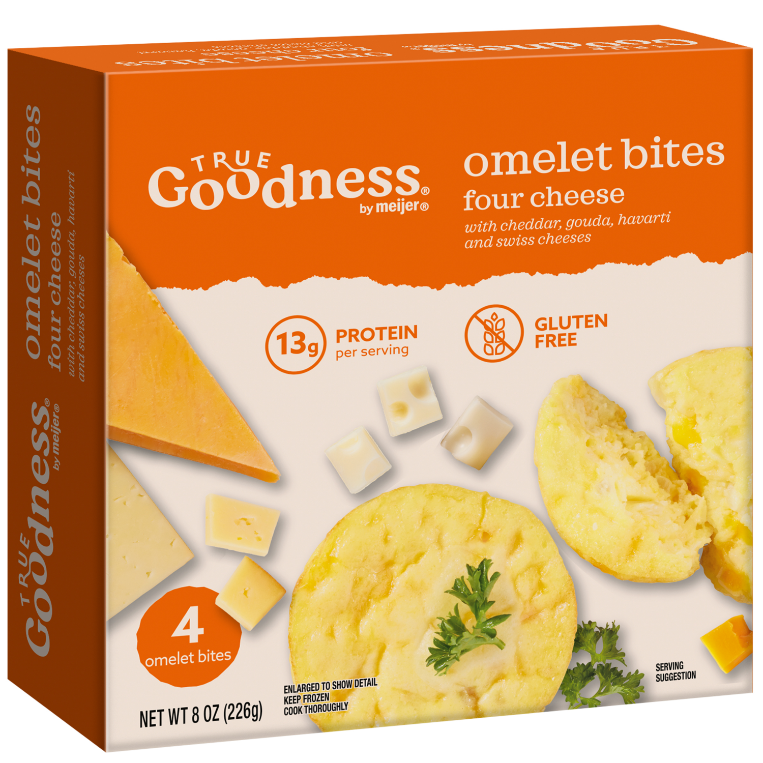 slide 4 of 5, True Goodness by Meijer Frozen Four Cheese Omelet Bites, 8 oz