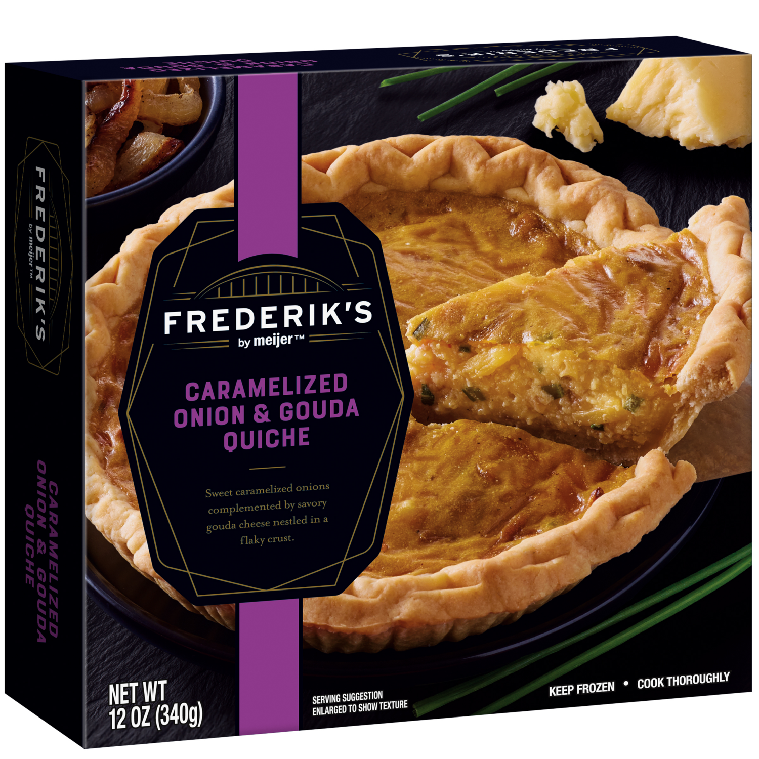 slide 4 of 5, FREDERIKS BY MEIJER Frederik's by Meijer Frozen Caramelized Onion & Gouda Quiche, 12 oz