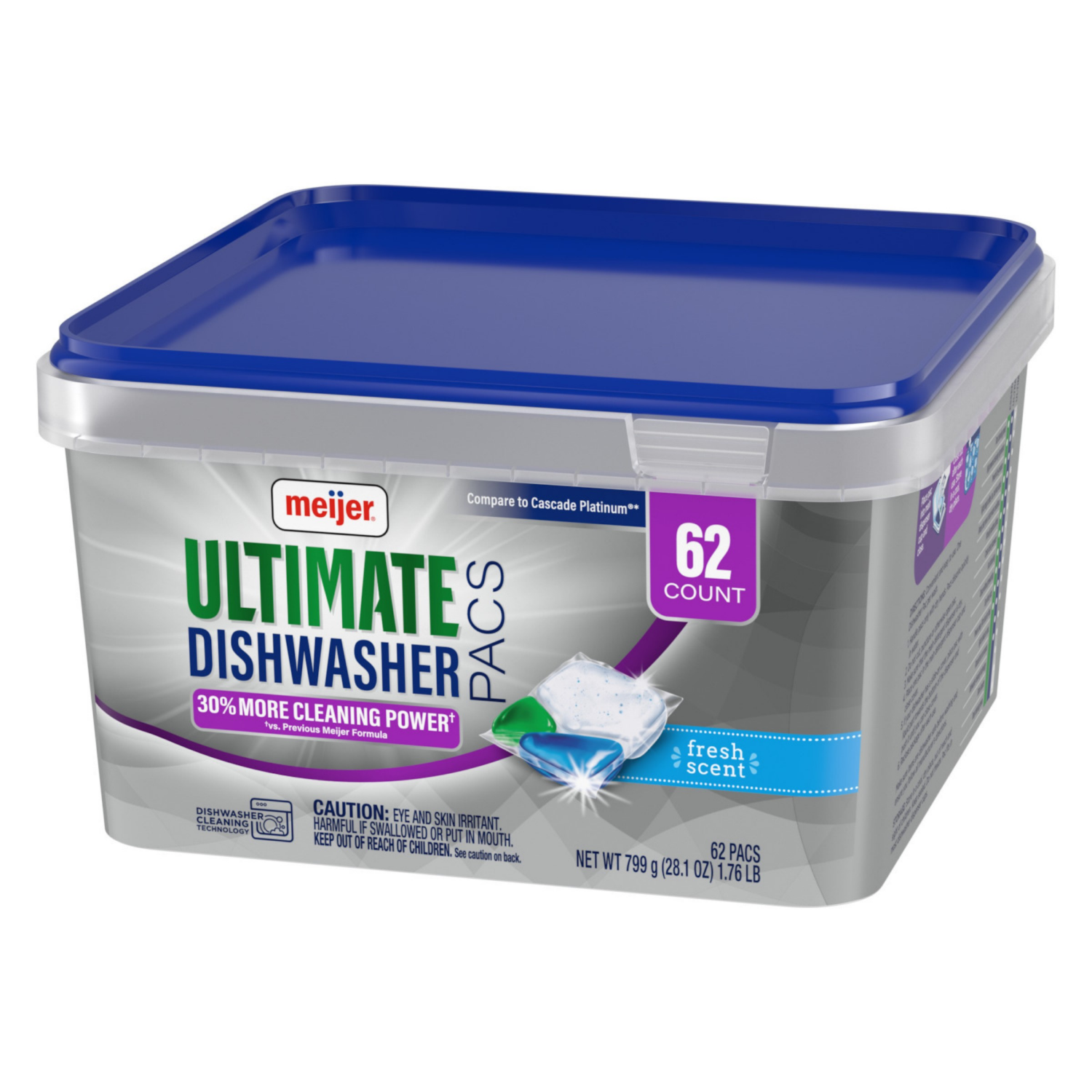 slide 3 of 3, Meijer Ultimate Dishwasher Detergent Pacs, Fresh Scent, 62 ct, 62 ct