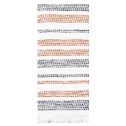 Room & Retreat Textured Stripe Midnight & Copper Kitchen Towel with Fringe, 16 in x 26 in