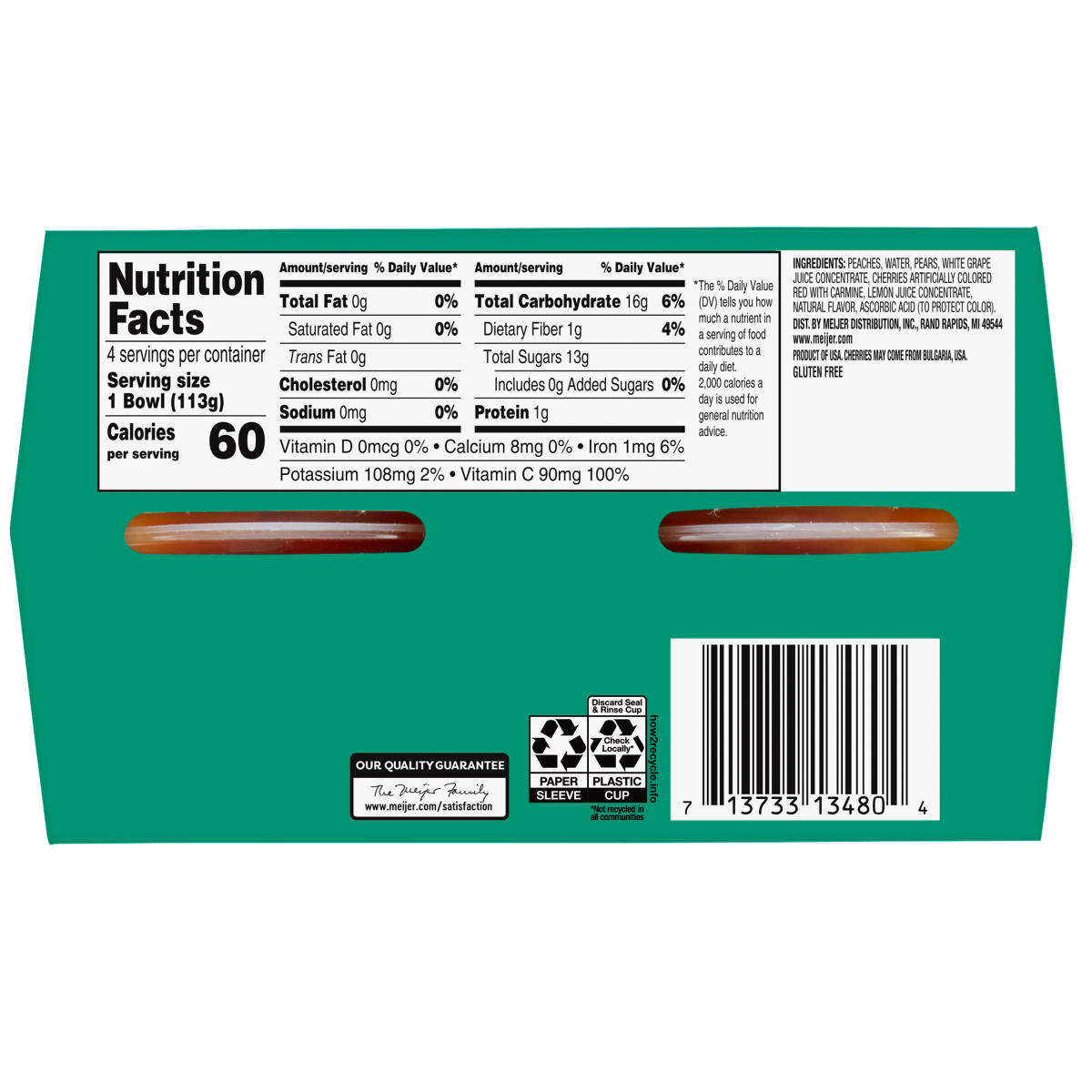 slide 2 of 2, Meijer Mixed Fruit with Cherry in 100% Juice, 4/4 OZ