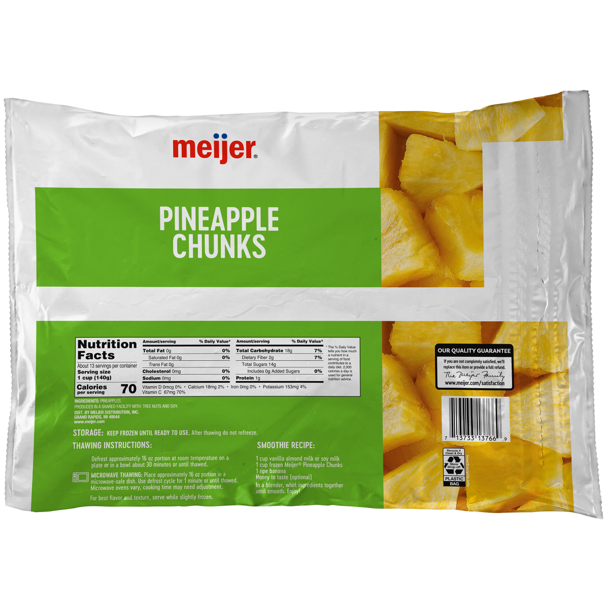 slide 2 of 2, Meijer Frozen Pineapple Chunks, 64 oz