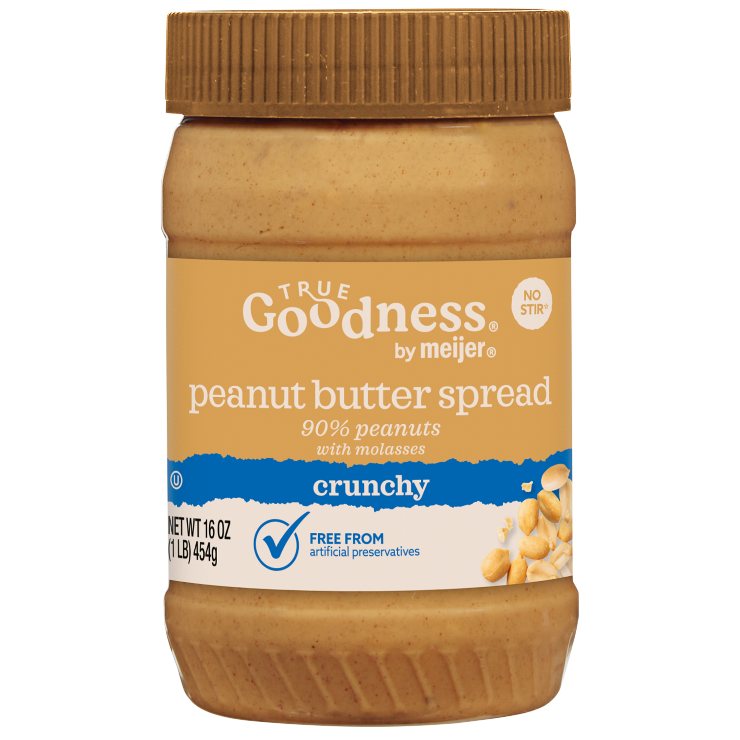 slide 1 of 3, True Goodness No Stir Crunchy Peanut Butter Spread, 16 oz