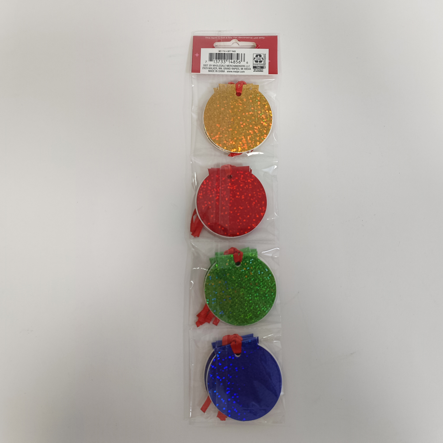 slide 2 of 2, December Home Gift Tags Round Fold Over, 12 ct