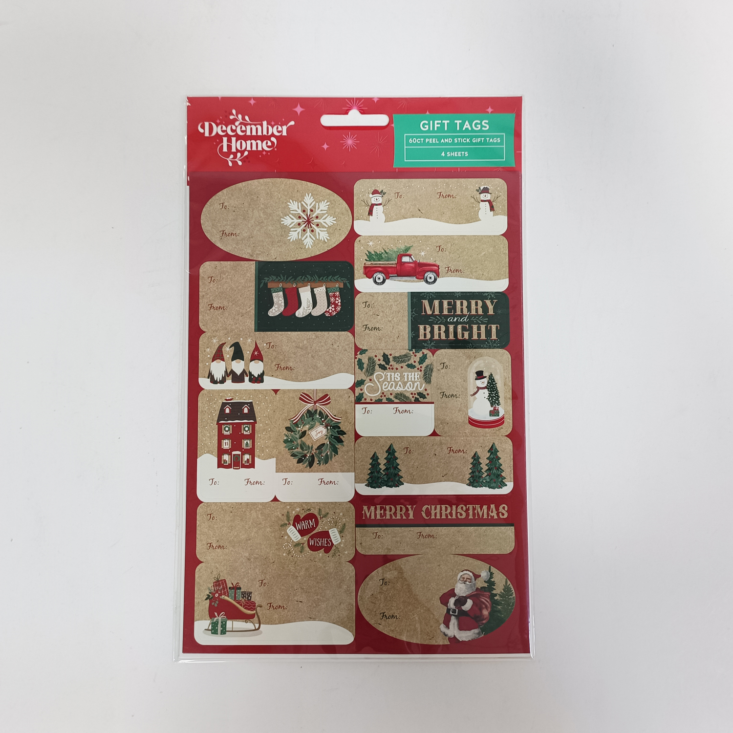 slide 2 of 3, December Home Gift Tags Mxd Bsc Peel N Stick, 2 Assorted, 60 ct