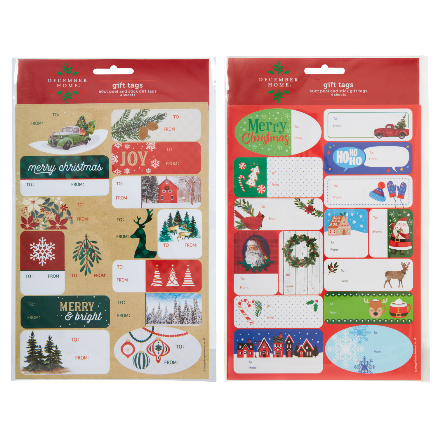 slide 1 of 3, December Home Gift Tags Mxd Bsc Peel N Stick, 2 Assorted, 60 ct