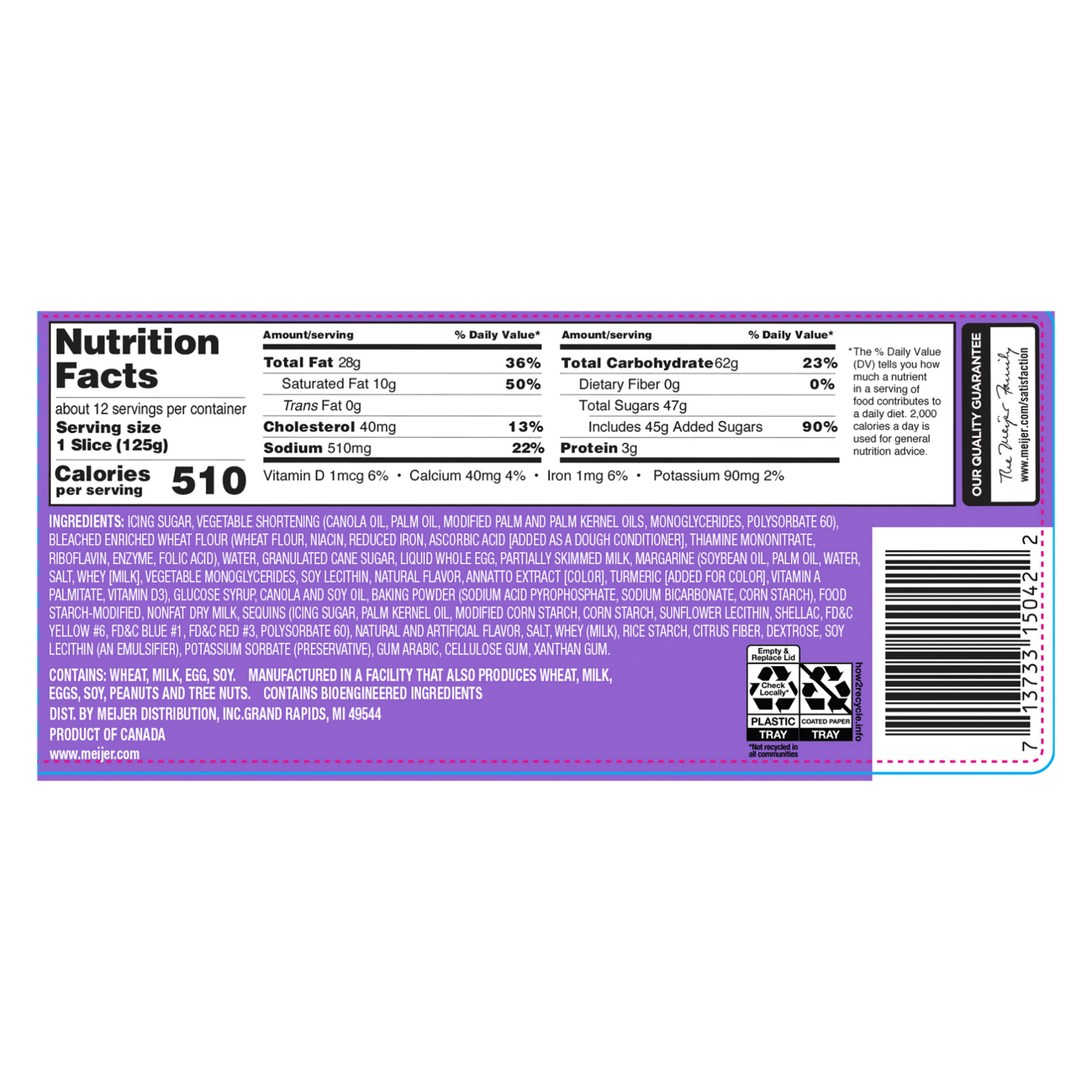 slide 2 of 5, Fresh from Meijer Vanilla Celebration Cake, 1/4 sheet, 1/4 sheets