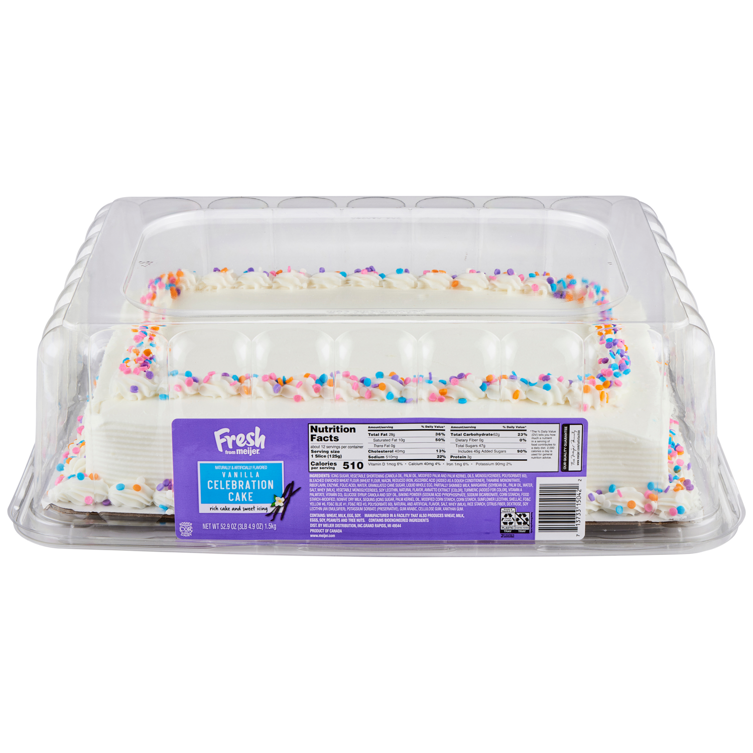 slide 4 of 5, Fresh from Meijer Vanilla Celebration Cake, 1/4 sheet, 1/4 sheets