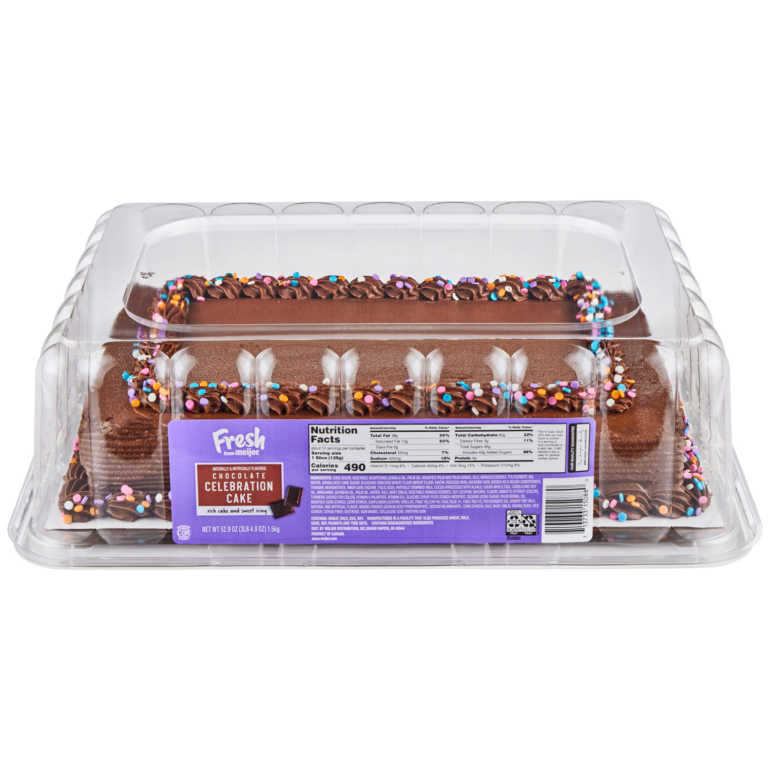 slide 4 of 5, Fresh from Meijer Chocolate Celebration Cake, 1/4 Sheet, 1/4 sheets