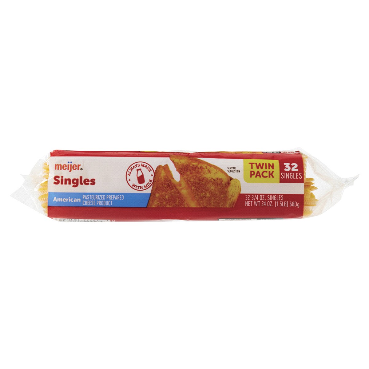 slide 3 of 3, Meijer American Cheese Singles, Twin Pack, 24 oz